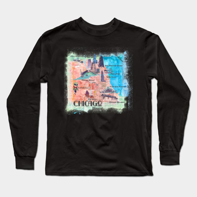 Chicago, Illinois Long Sleeve T-Shirt by artshop77